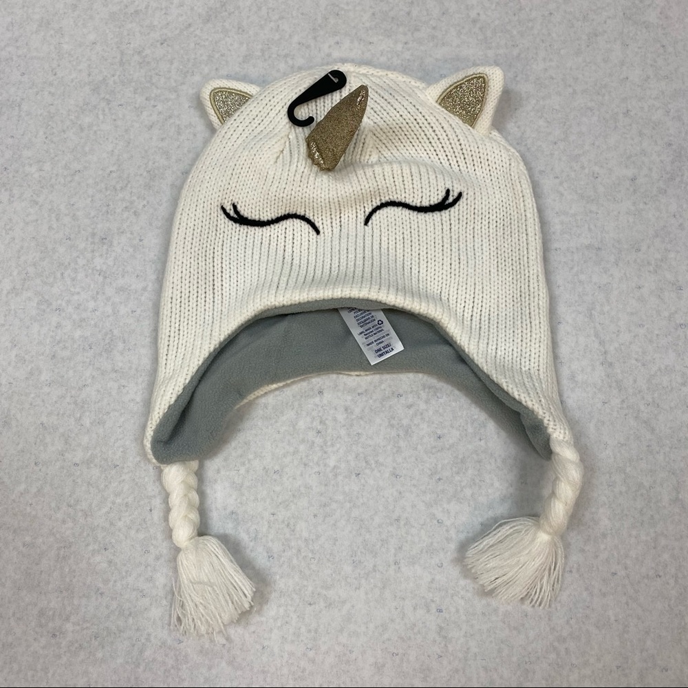 White unicorn girls beanie